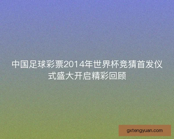 中国足球彩票2014年世界杯竞猜首发仪式盛大开启精彩回顾
