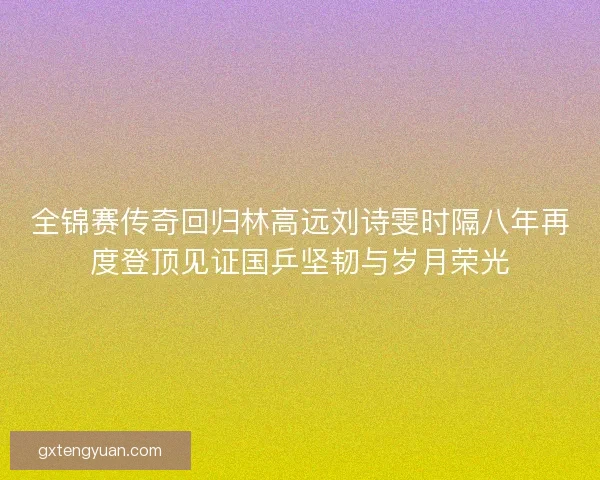 全锦赛传奇回归林高远刘诗雯时隔八年再度登顶见证国乒坚韧与岁月荣光